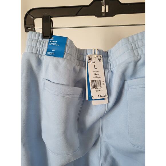 Adidas Joggers Men Sz L Blue Logo Fleece Drawstring Stretch Active Pull On Pant - Picture 4 of 6